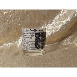 1982 Wendy’s NY Times Headline "US DEFEATS SOVIETS IN OLYMPIC HOCKEY" Glass Cup